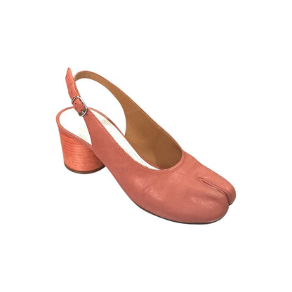 MAISON MARGIELA PINK LEATHER TABI SLINGBACK HEELS