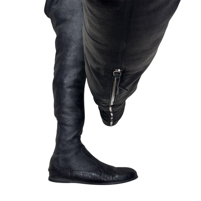 MIU MIU BLACK LEATHER KNEE HIGH BOOTS