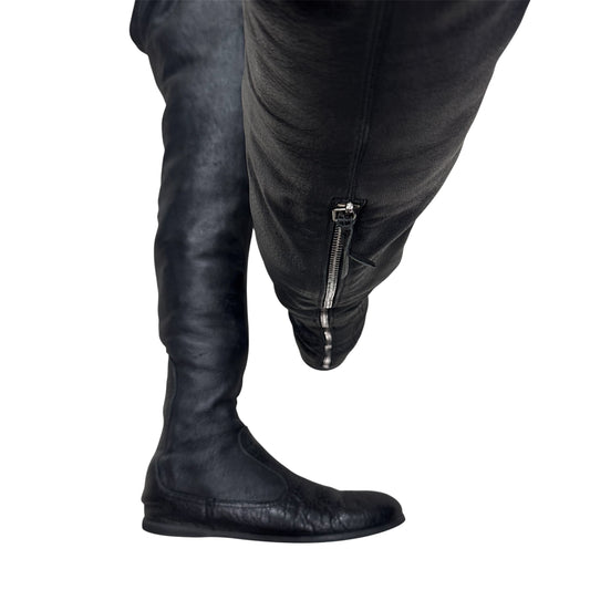 MIU MIU BLACK LEATHER KNEE HIGH BOOTS