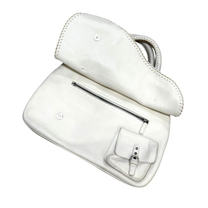CHRISTIAN DIOR WHITE GAUCHO DOUBLE SADDLE BAG