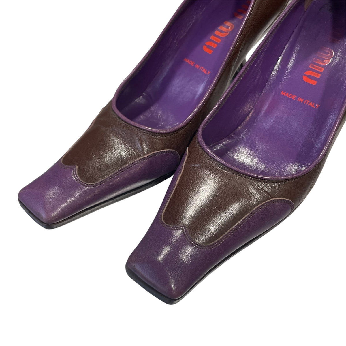 MIU MIU 90S PURPLE BROWN TWO TONE PUMPS