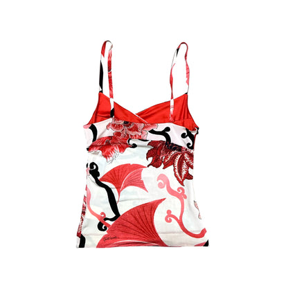 JUST CAVALLI RED & BLACK FLOWER TANK TOP