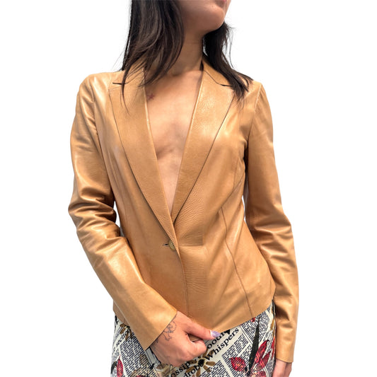 GUCCI BY TOM FORD TAN LEATHER BLAZER