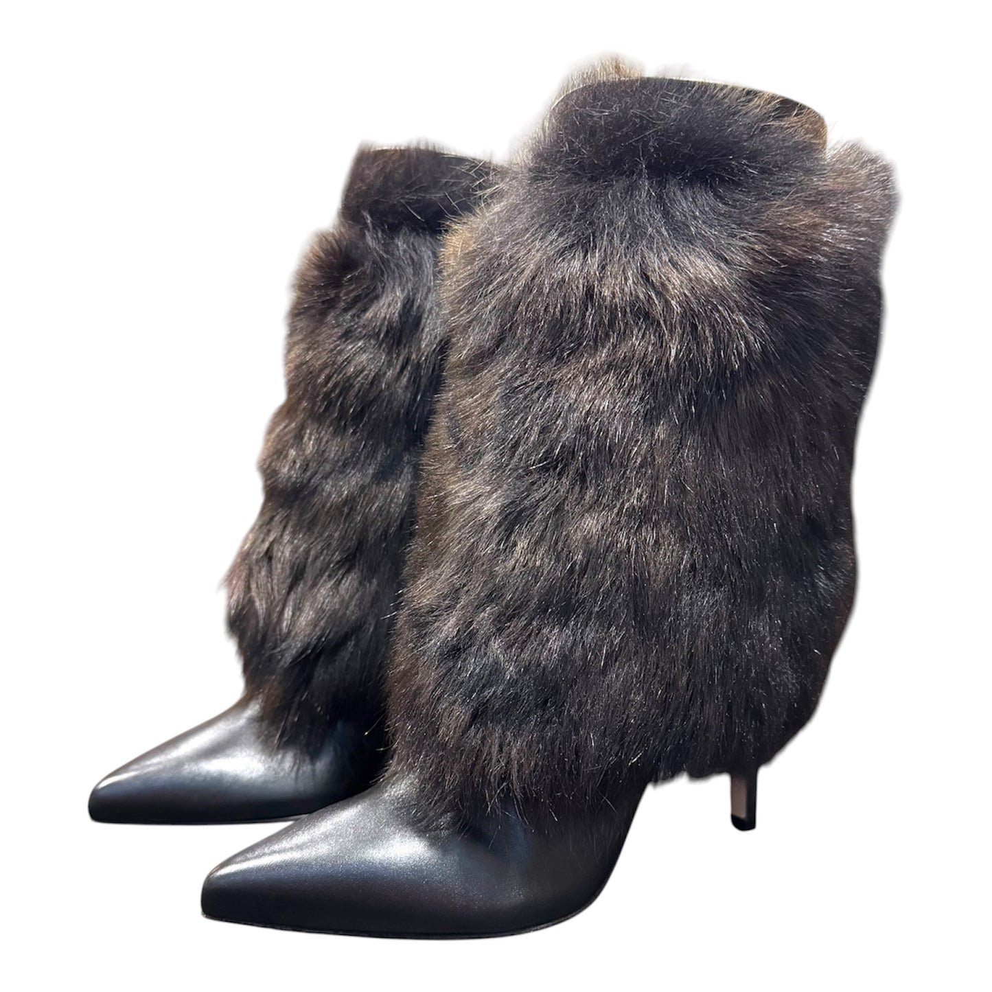 SERGIO ROSSI BLACK FUR BOOTS