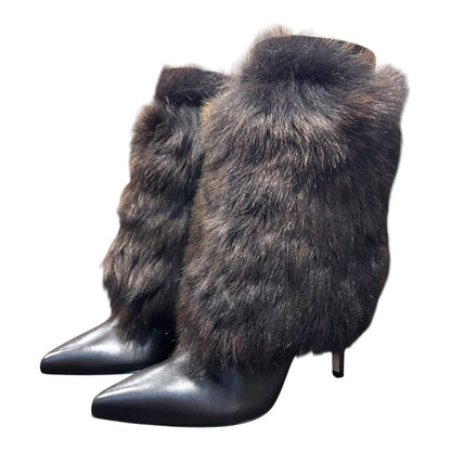 SERGIO ROSSI BLACK FUR BOOTS