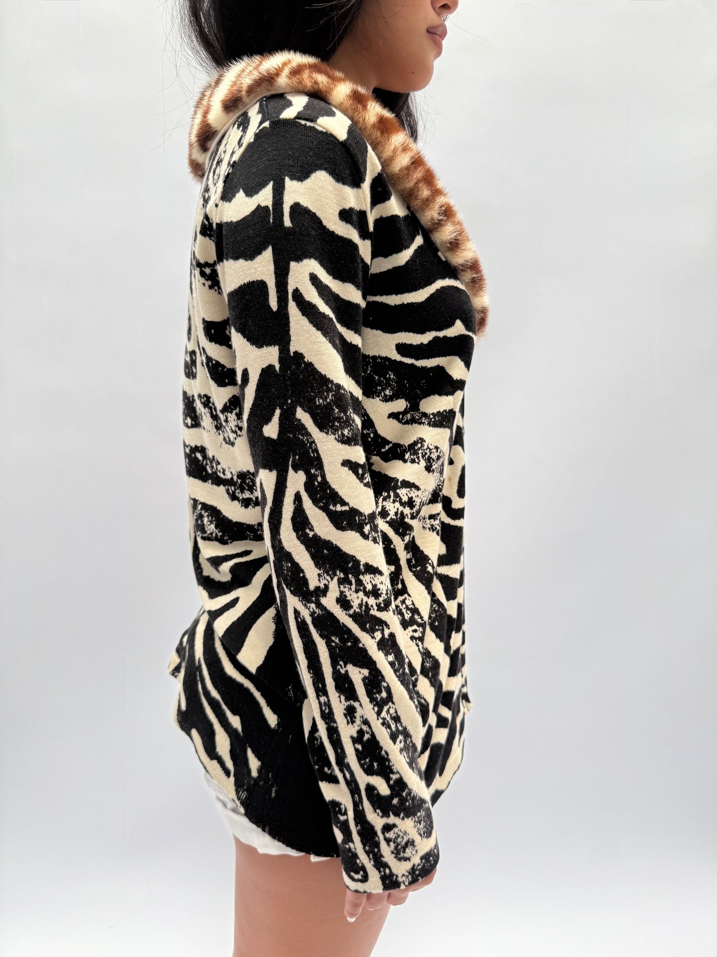 BLUMARINE 2000S CIRCA ZEBRA PRINTS CARDIGAN