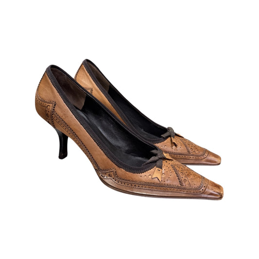 PRADA 2000S EYELET LEATHER HEELS