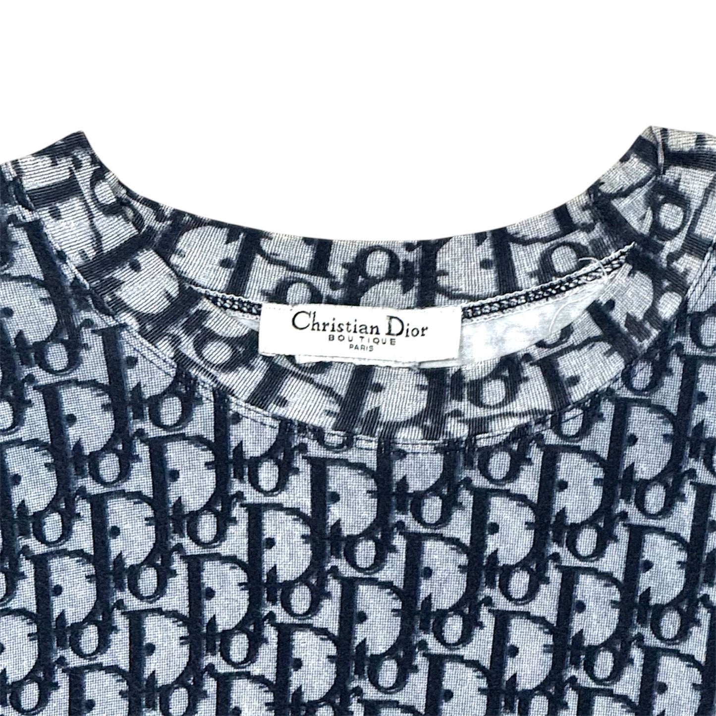 CHRISTIAN DIOR NAVY TROTTER MONOGRAM LONG SLEEVE TOP