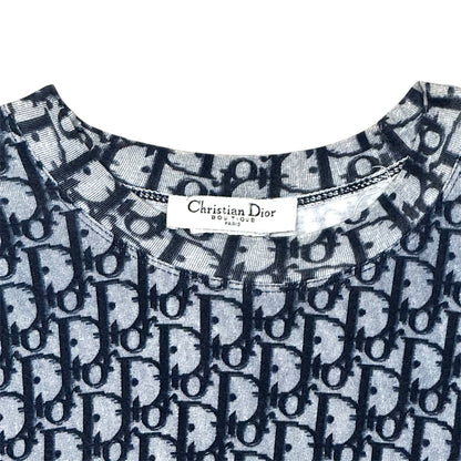 CHRISTIAN DIOR NAVY TROTTER MONOGRAM LONG SLEEVE TOP