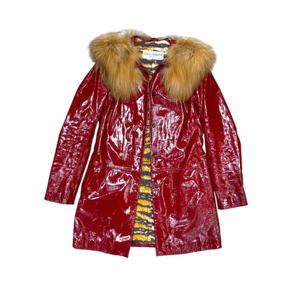 DOLCE&GABBANA RED FUR LEATHER JACKET