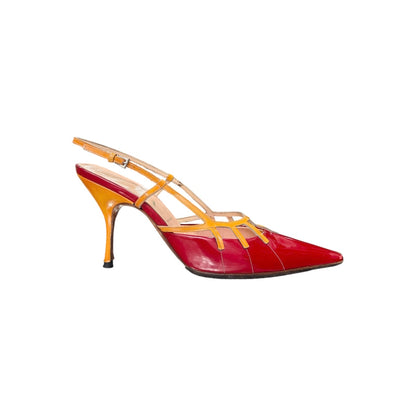 PRADA CAGE SLINGBACK PUMPS POINTED TOE HEELS