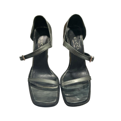 GUCCI METALLIC STRAP HEELS