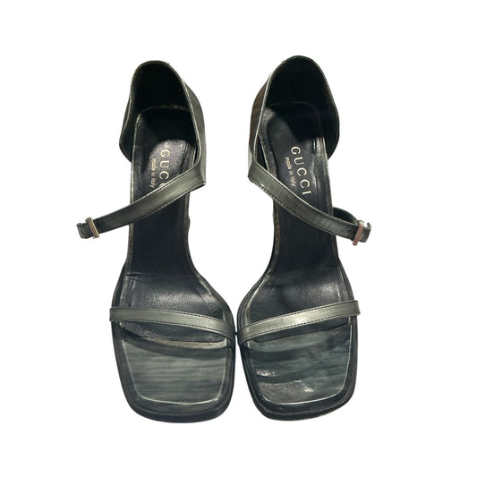 GUCCI METALLIC STRAP HEELS