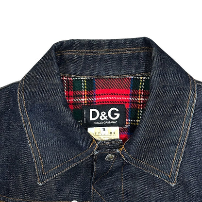 DOLCE & GABBANA YELLOW LEOPARD PRINTED DENIM JACKET