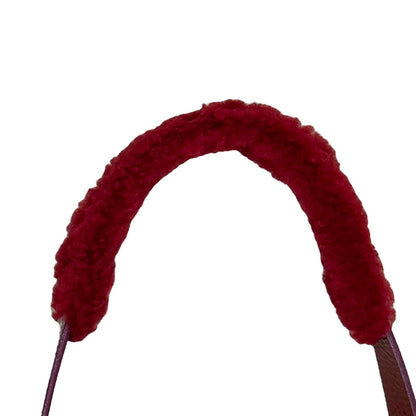 MIU MIU FW1999 RED MOUTON SHEARLING PATENT LEATHER CROSSBODY BAG