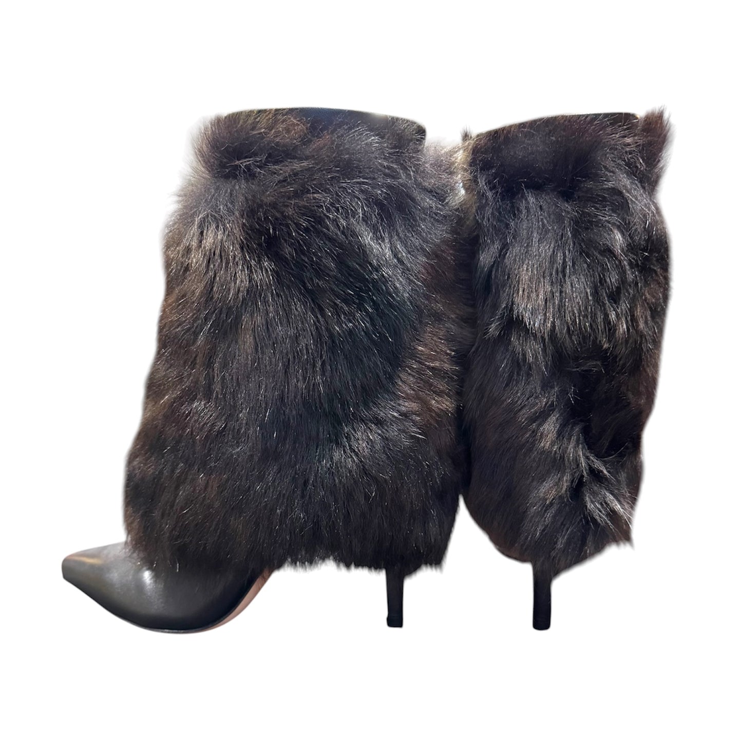 SERGIO ROSSI BLACK FUR BOOTS