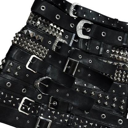 JUNYA WATANABE BLACK MULTI BUCKLE  MINI SKIRT