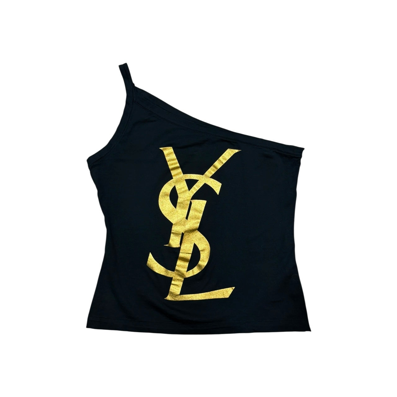YVES SAINT LAURENT GOLD LOGO ASYMMETRY TANK TOP