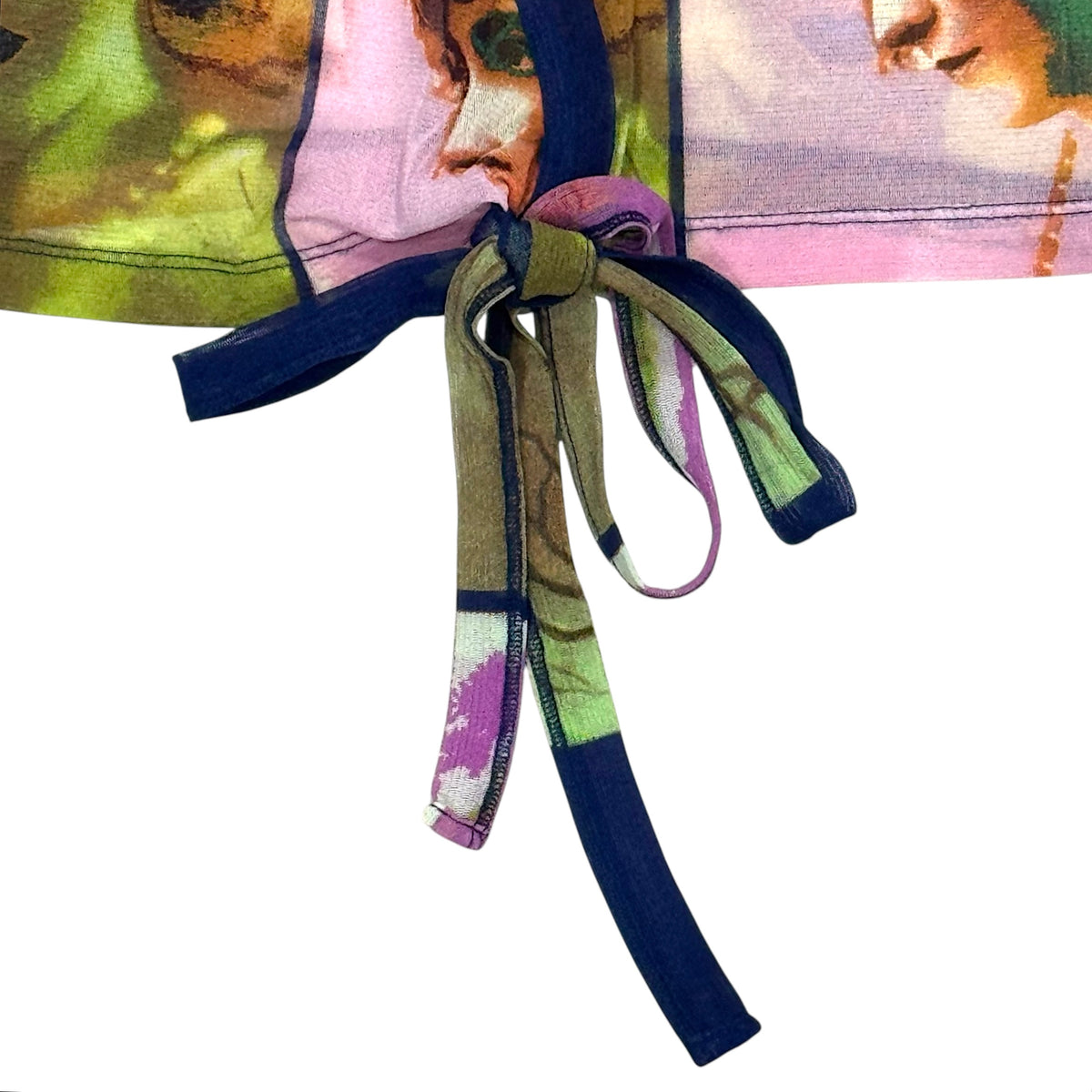 JEAN PAUL GAULTIER 2002 SOLEIL POP ART PORTRAIT MESH WRAP TOP