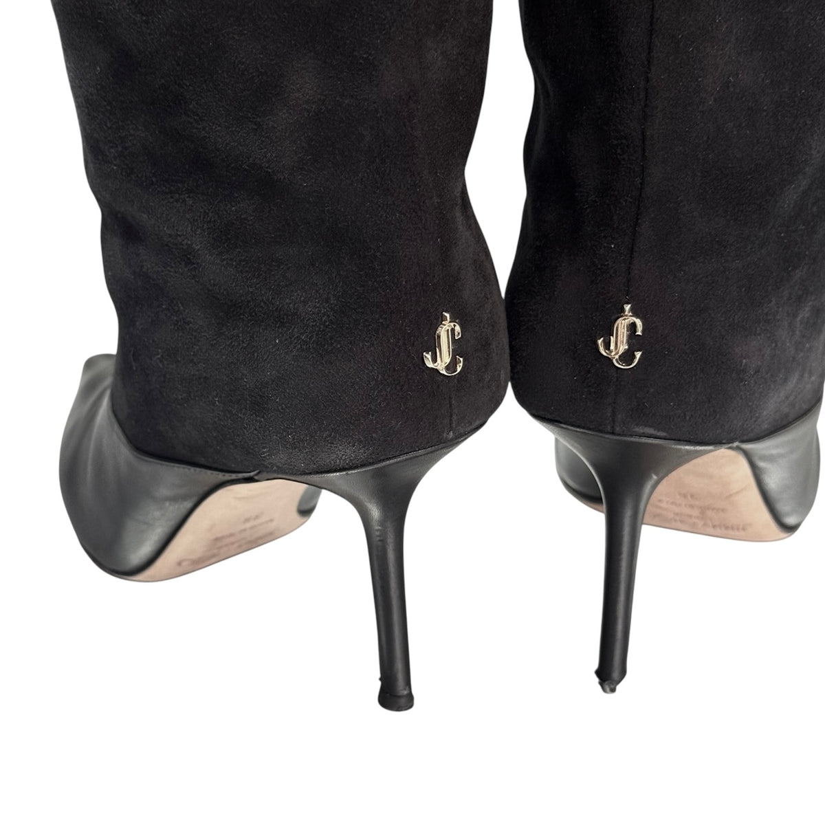 JIMMY CHOO BLACK SUEDE LEATHER KNEE-HIGH BOOTS