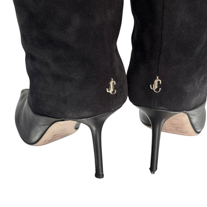 JIMMY CHOO BLACK SUEDE LEATHER KNEE-HIGH BOOTS