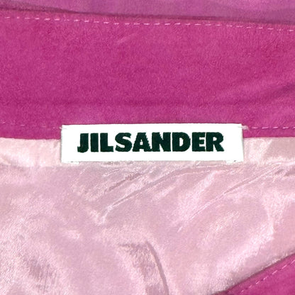 JIL SANDER MAGENTA SUEDE WRAP MIDI SKIRT