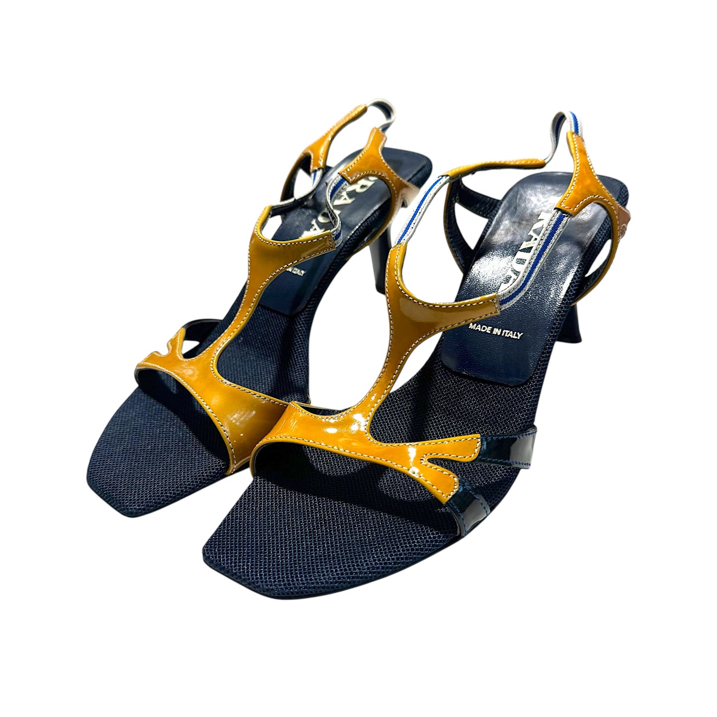 PRADA S/S2000 RUNWAY NAVY MESH HEELS