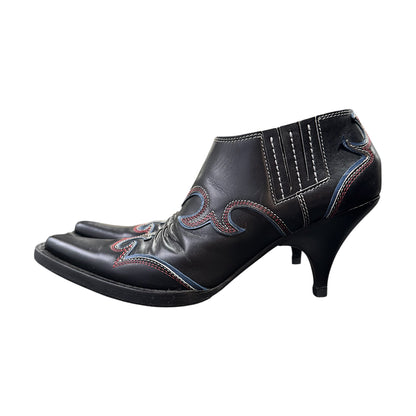 MIU MIU BLACK WESTERN ANKLE BOOTS