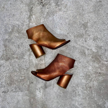 Maison Margiela brown metallic heels and toe cutout boots