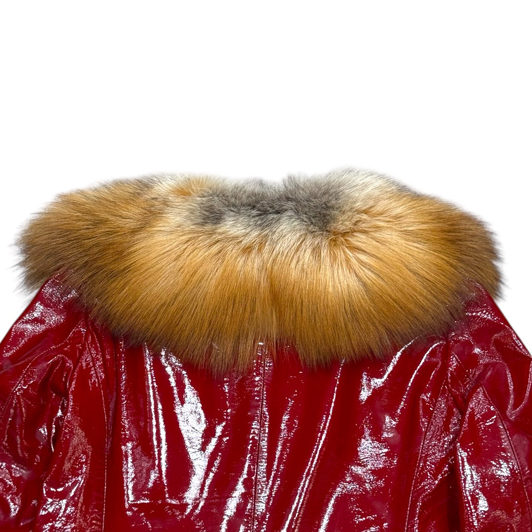 DOLCE&GABBANA RED FUR LEATHER JACKET