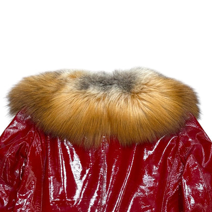 DOLCE&GABBANA RED FUR LEATHER JACKET