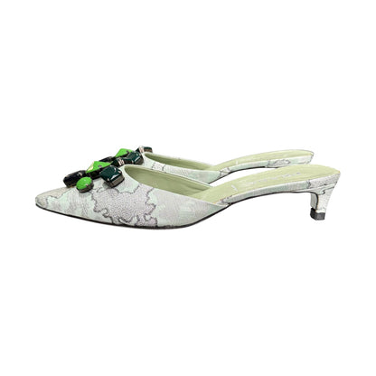 PRADA SS2003 BROCADE EMBELLISHMENT SILK KITTEN HEELS