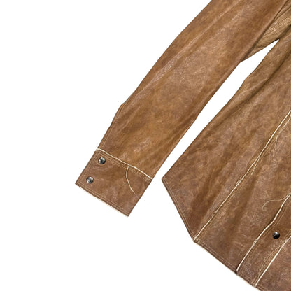 DOLCE & GABBANA BROWN LEATHER SHIRT
