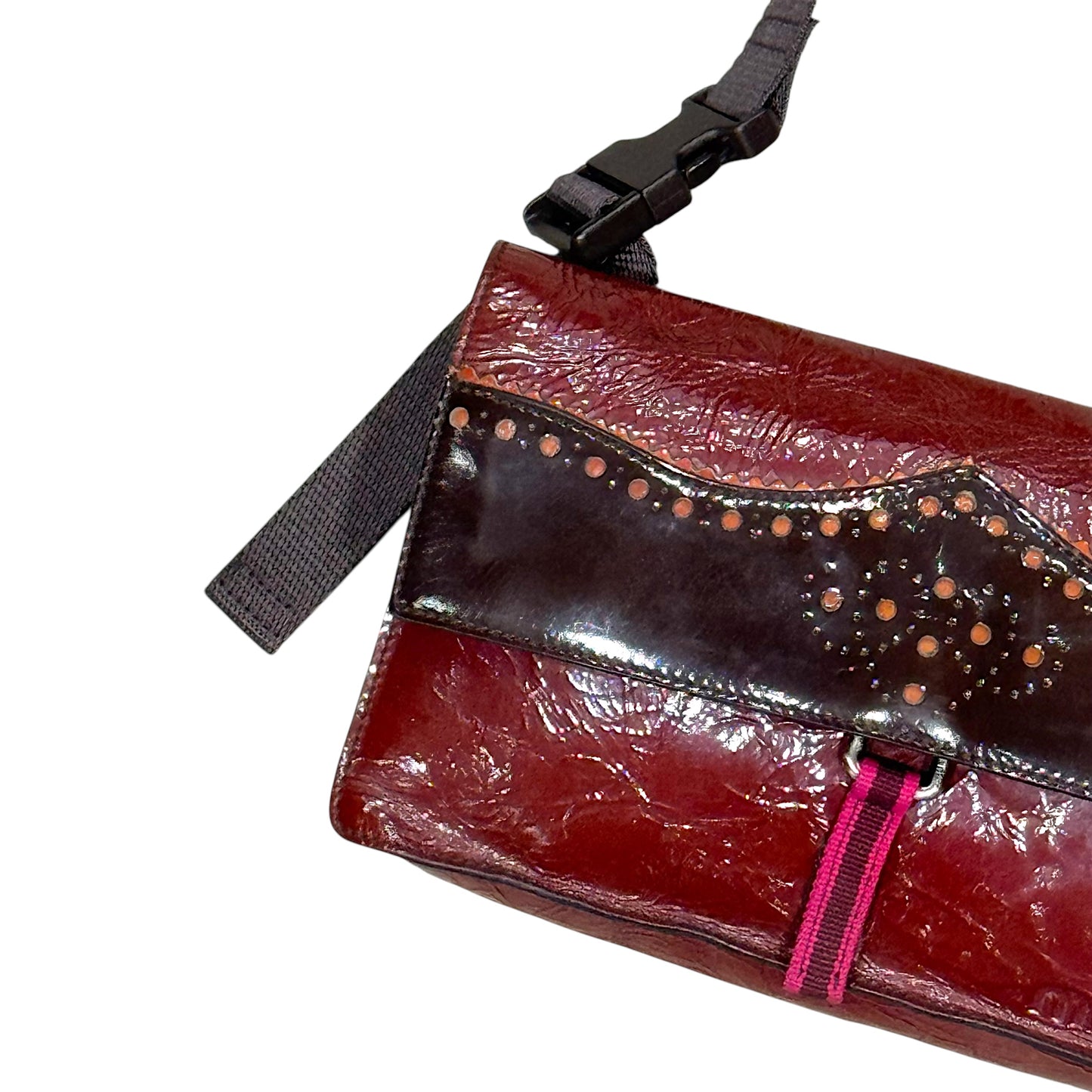 MIU MIU FW1999 BROWN BROGUE PATENT LEATHER BAG