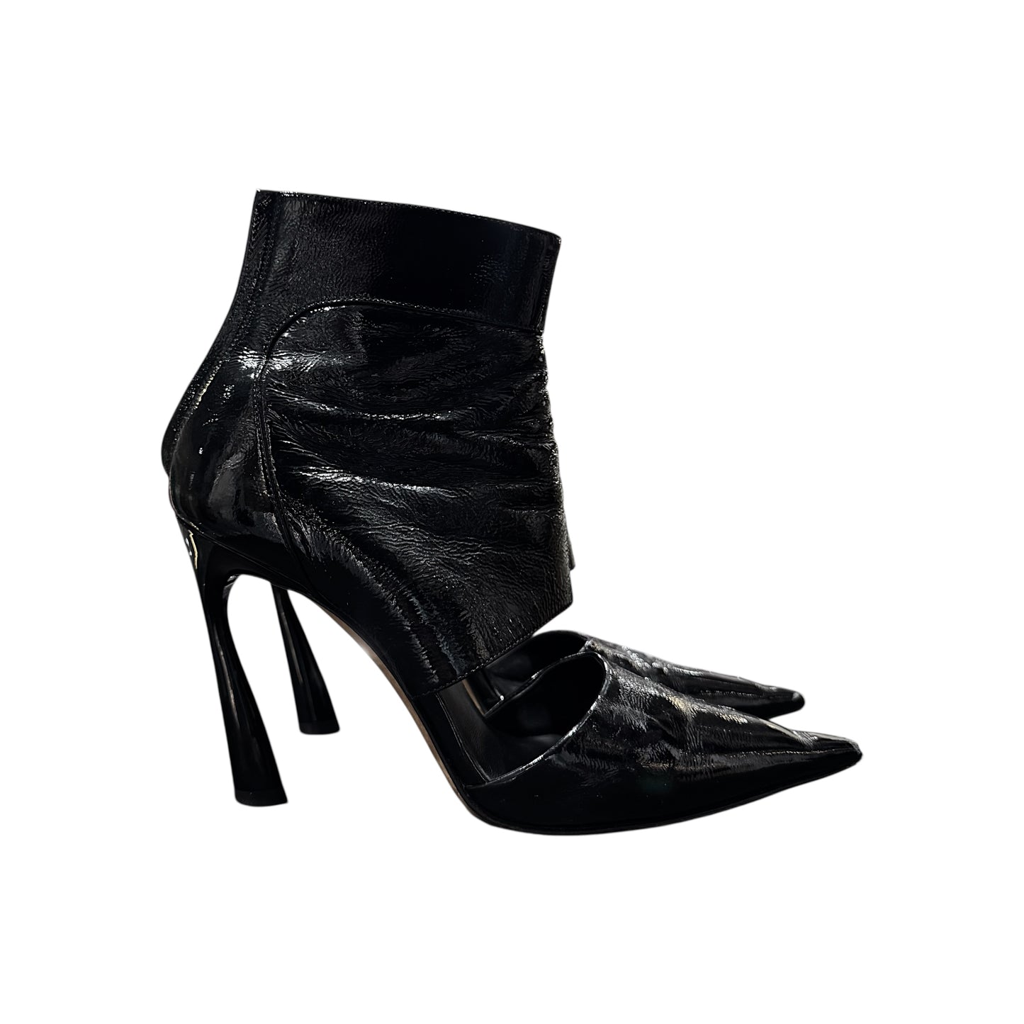 JIMMY CHOO BLACK CUT OUT PATENT LEATHER BOOTS