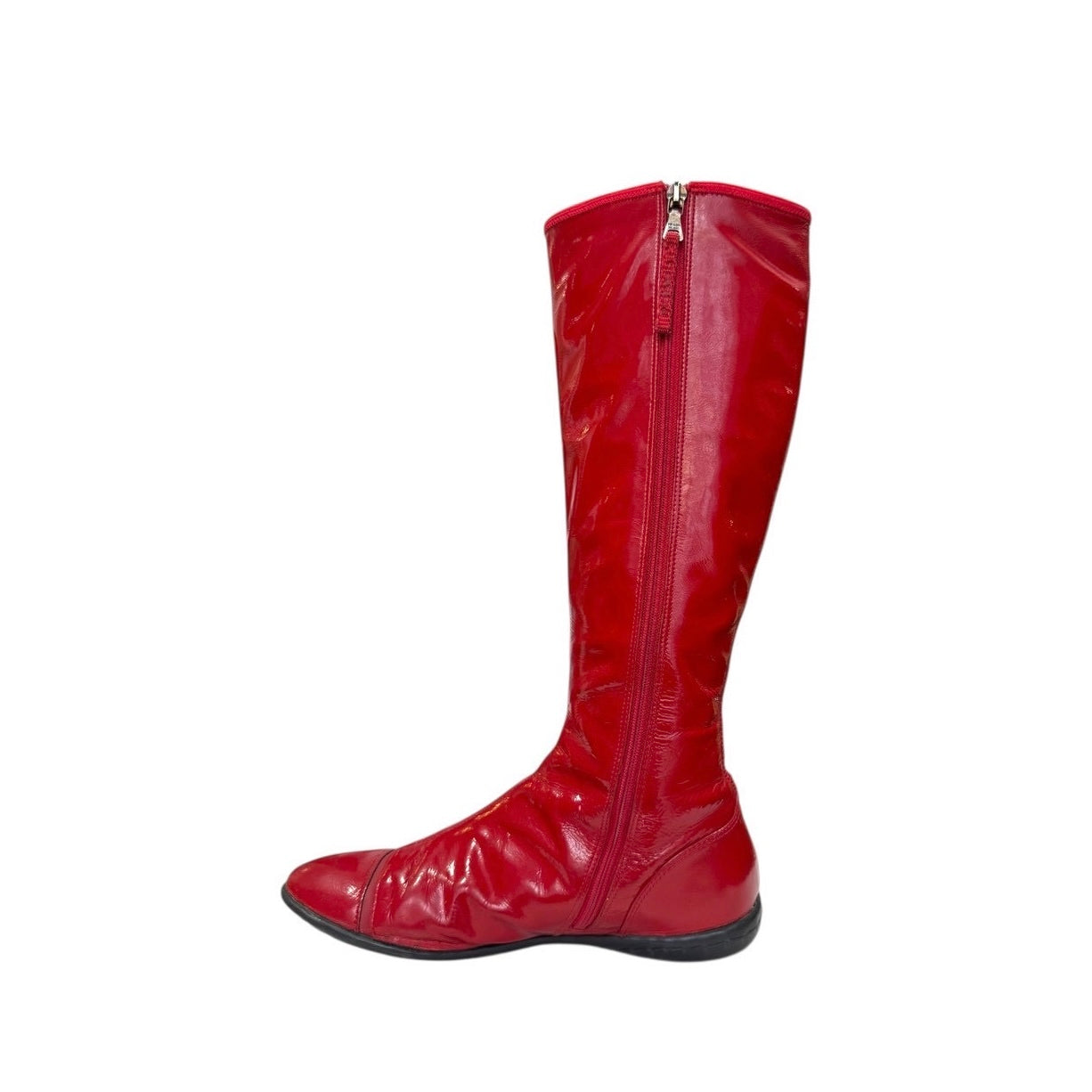 PRADA SPORT RED PATENT LEATHER BOOTS