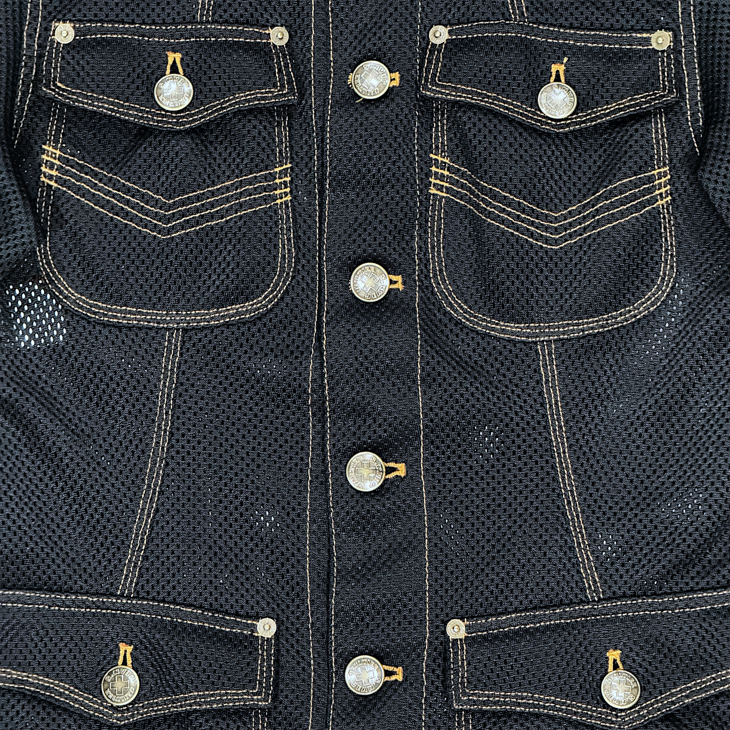 GAULTIER JEAN’S BLACK MESH ORANGE STITCH JACKET