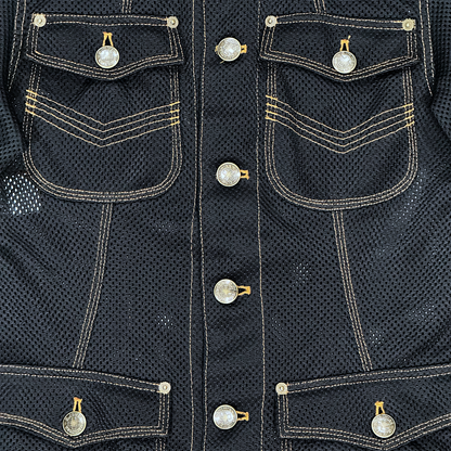 GAULTIER JEAN’S BLACK MESH ORANGE STITCH JACKET