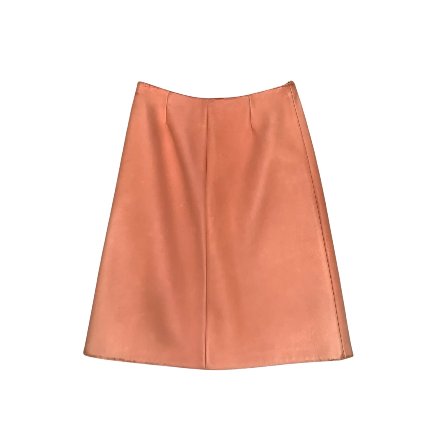 MIU MIU ORANGE LEATHER MID-SKIRT