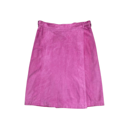 JIL SANDER MAGENTA SUEDE WRAP MIDI SKIRT