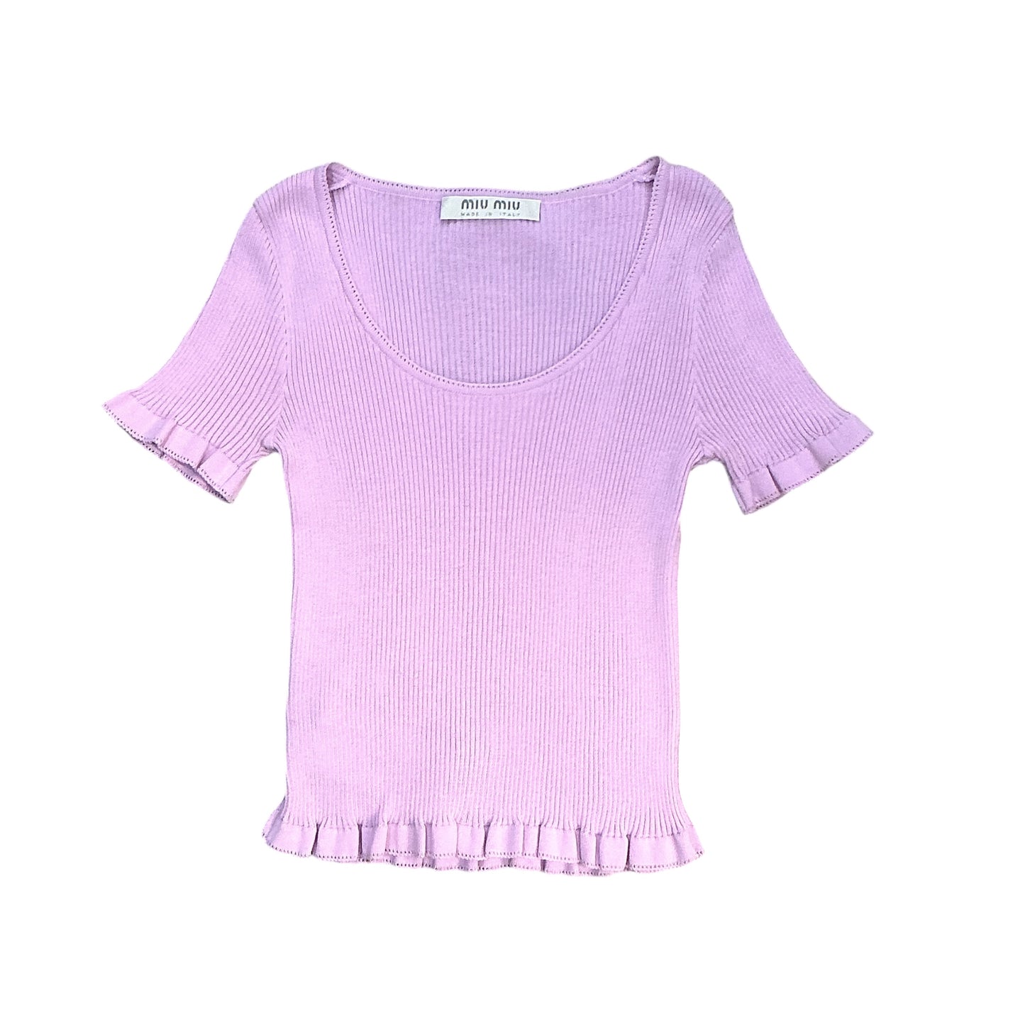 MIU MIU PASTEL PURPLE RIBBED TOP