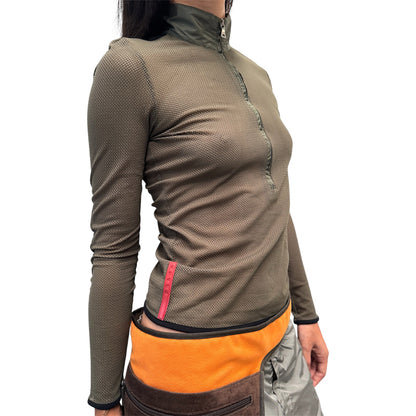 PRADA SPORT OLIVE GREEN MESH TOP
