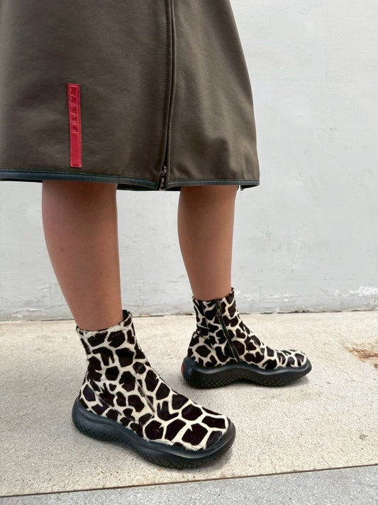 PRADA SPORT GIRAFFE PRINT BOOTS