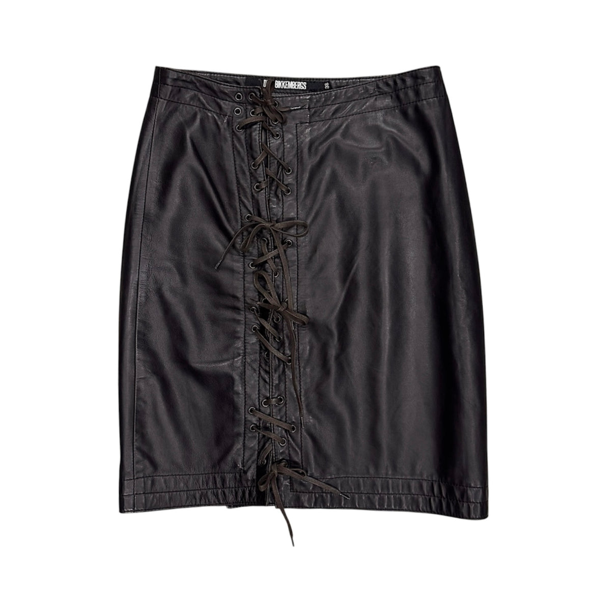 DIRK BIKKEMBERGS BROWN LACE UP LEATHER SKIRT
