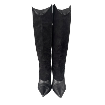 JIMMY CHOO BLACK SUEDE LEATHER KNEE-HIGH BOOTS
