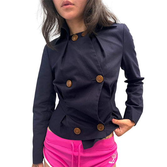 VIVIENNE WESTWOOD NAVY BUTTON UP SHIRT
