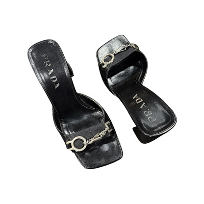 PRADA BLACK CHAIN HEELS