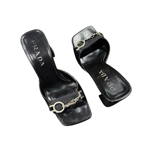 PRADA BLACK CHAIN HEELS