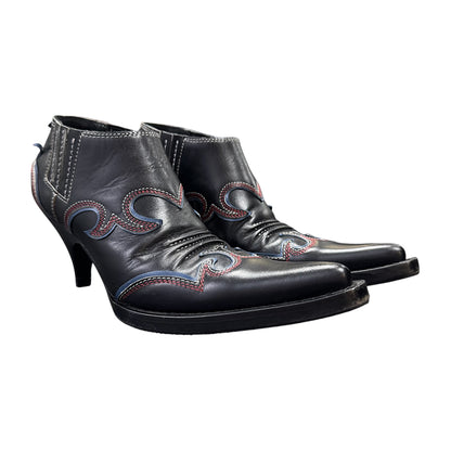 MIU MIU BLACK WESTERN ANKLE BOOTS
