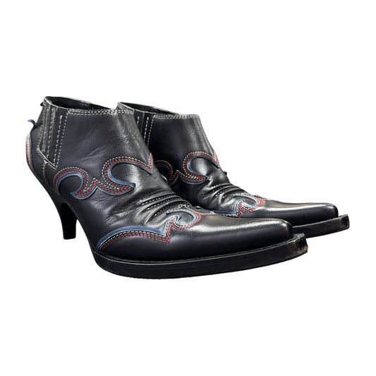 MIU MIU BLACK WESTERN ANKLE BOOTS